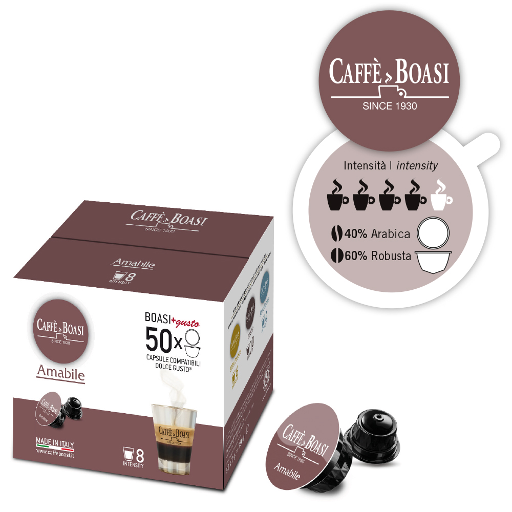 Amabile 40% Arabica 60% Robusta - Capsule compatibili Dolce Gusto® 150 pz -  Caffè Boasi